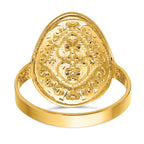 14k w/Rhodium Oval Shield and Hearts Ring