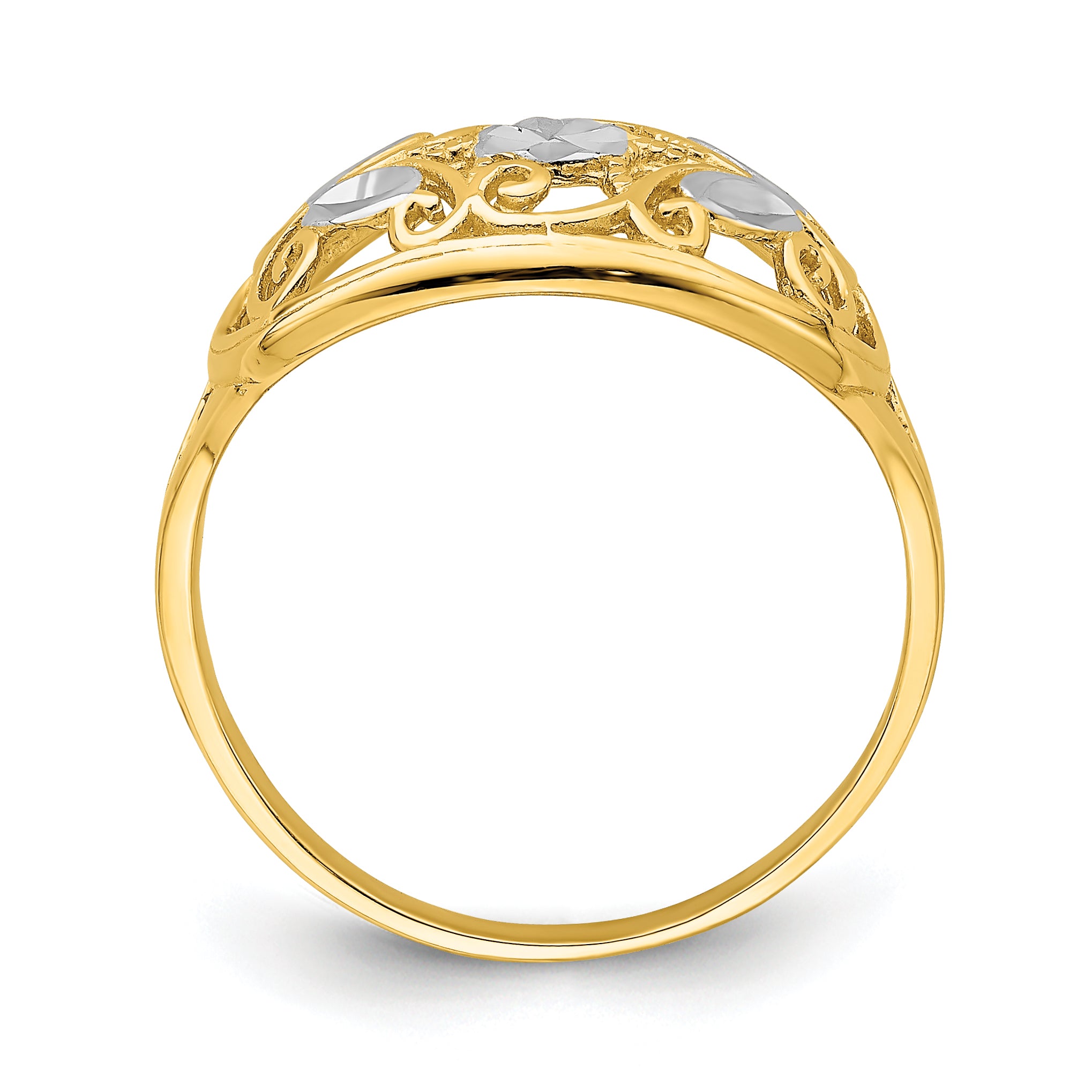 14K w/Rhodium D/C Oval Filigree Ring Secondary image