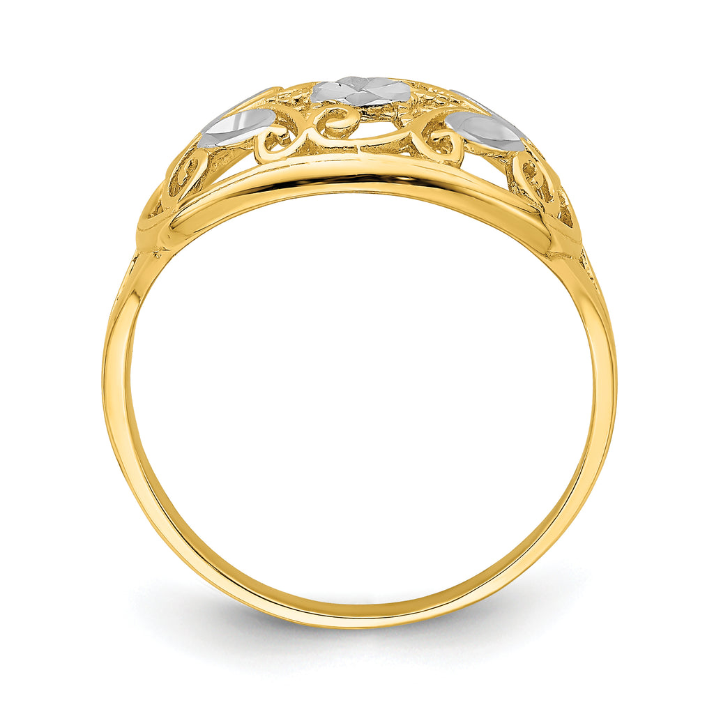 14K w/Rhodium D/C Oval Filigree Ring