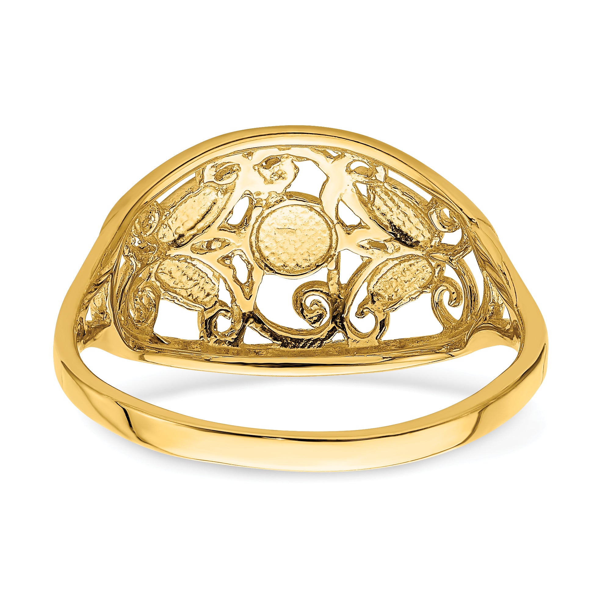 14K w/Rhodium D/C Oval Filigree Ring
