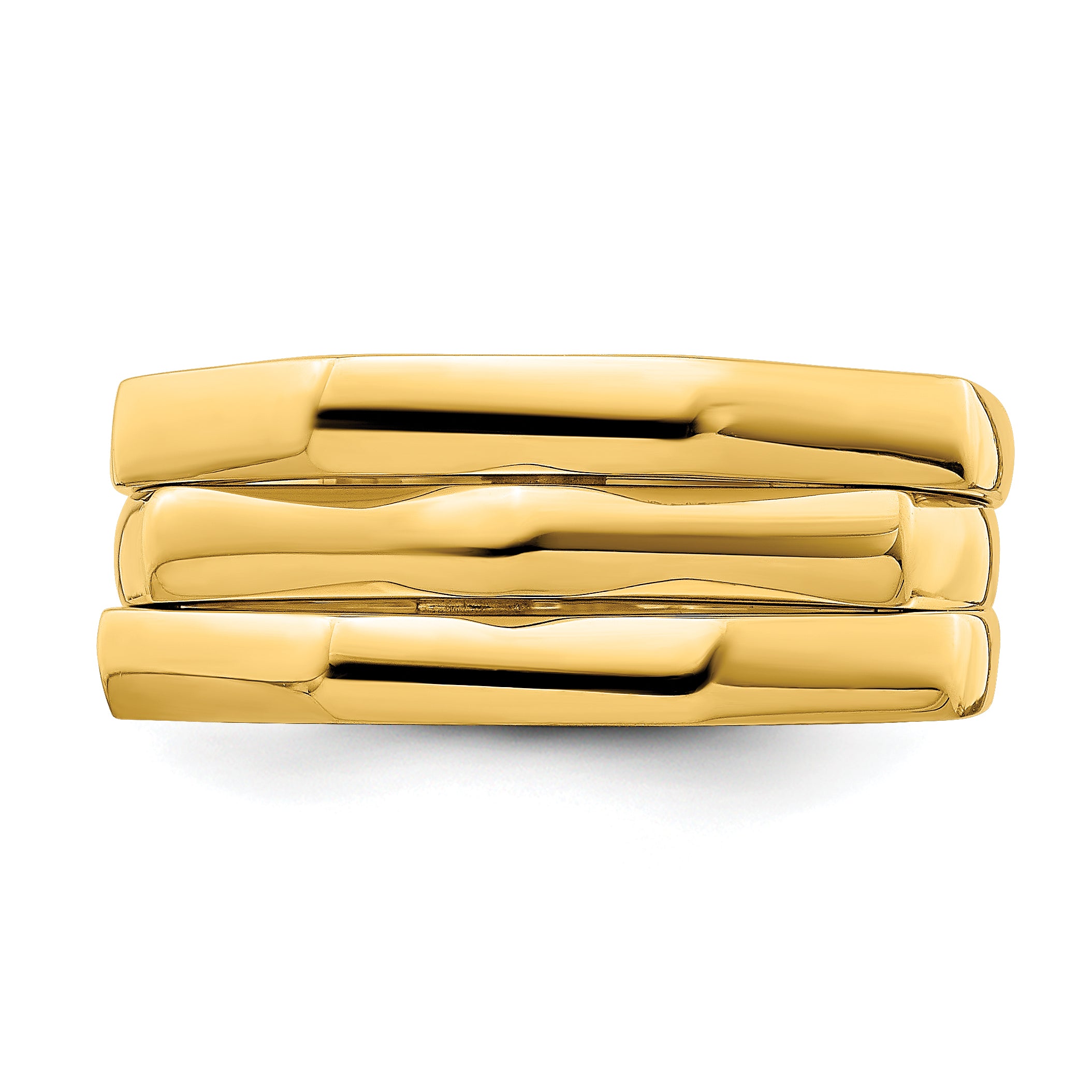 14k Polished Three Ridged Dome Ring
