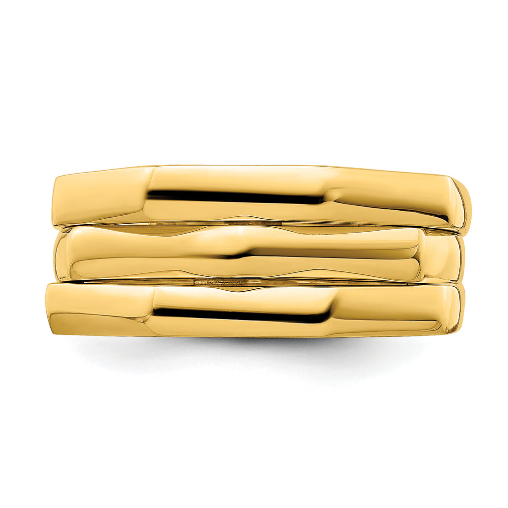 14k Polished Three Ridged Dome Ring