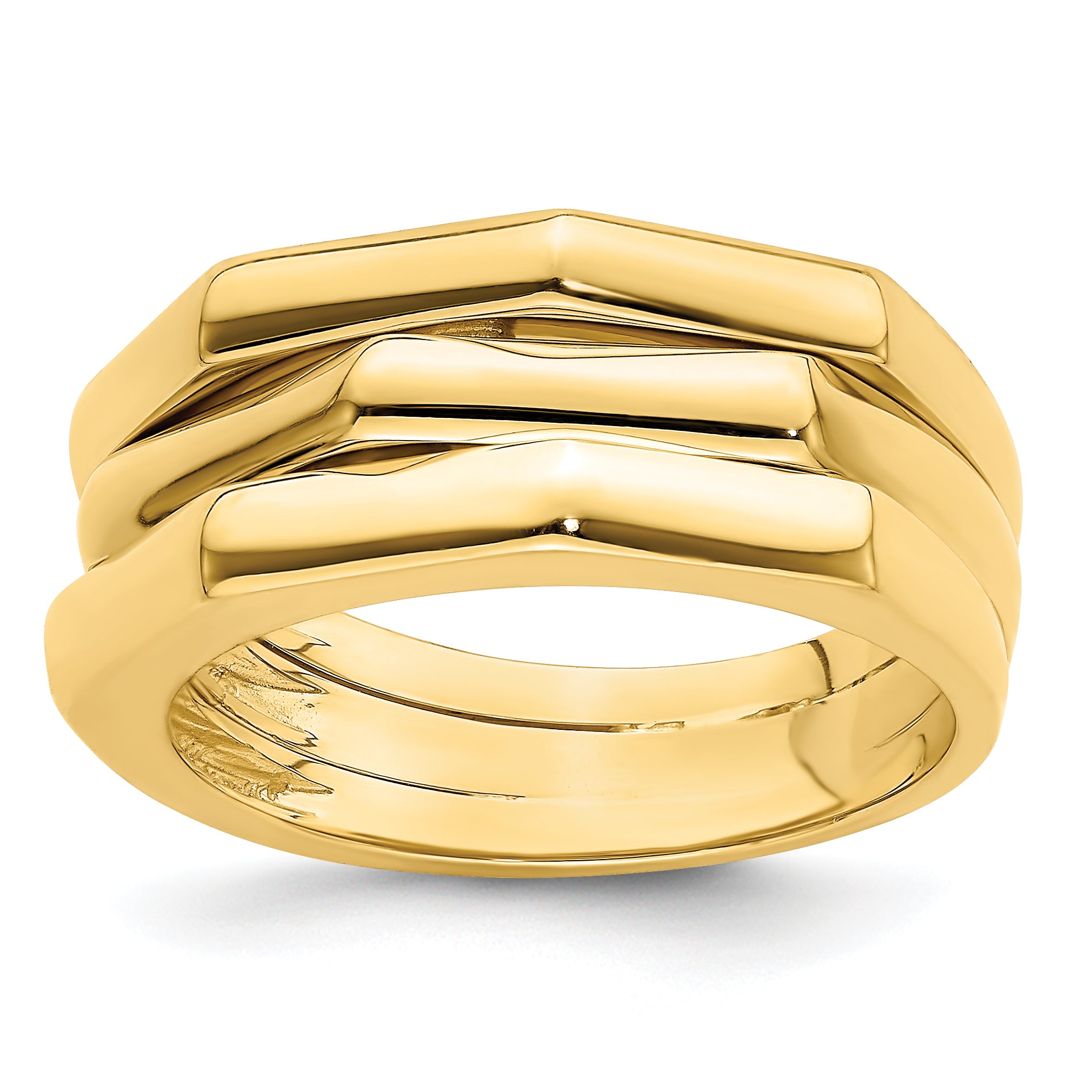 14k Polished Three Ridged Dome Ring