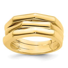 14k Polished Three Ridged Dome Ring
