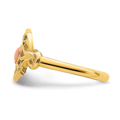 14K Two-tone Polished Filigree Around Heart Ring