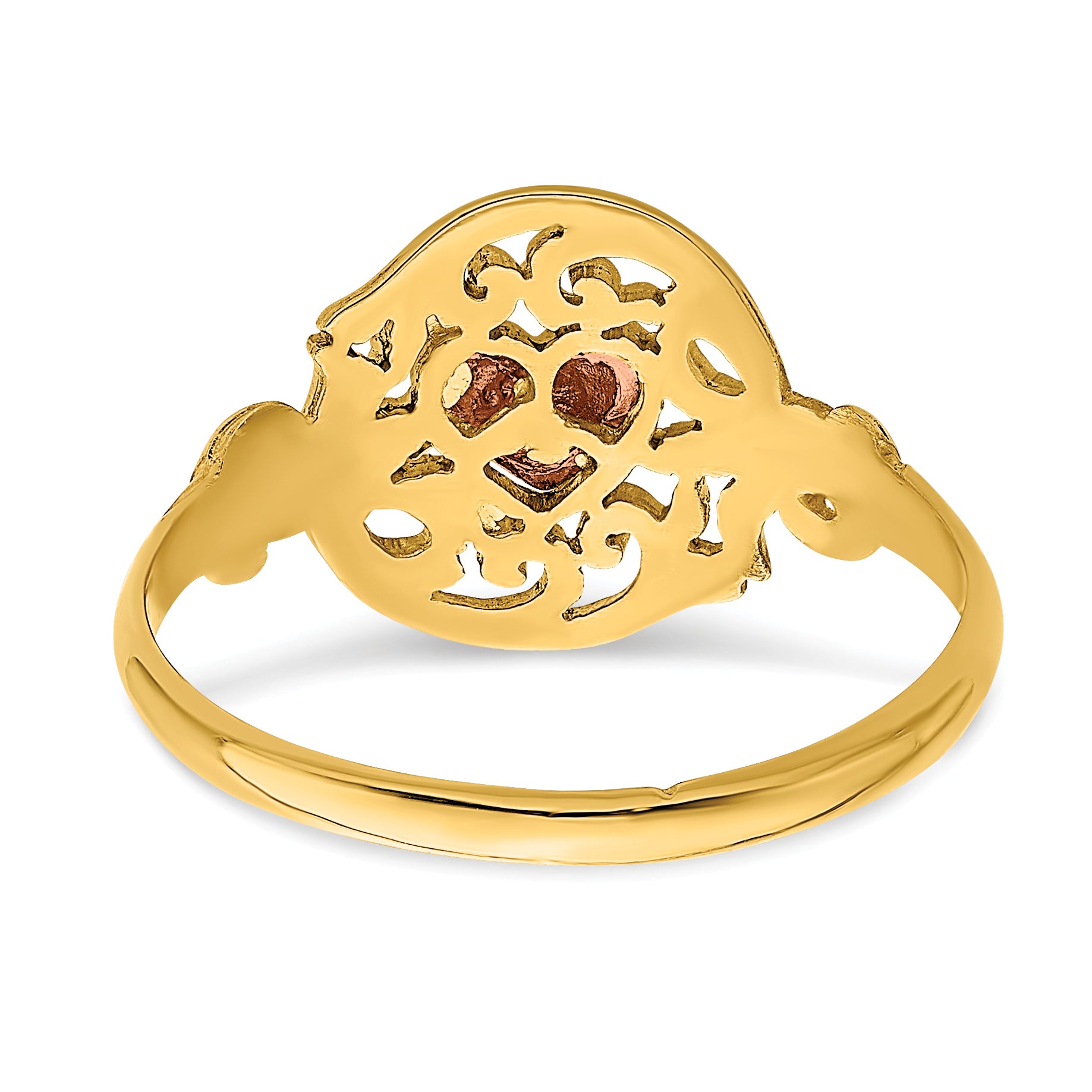 14K Two-tone Polished Filigree Around Heart Ring