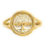 14k Polished Tree of Life in Circle Ring