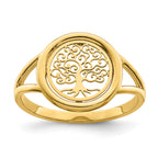 14k Polished Tree of Life in Circle Ring