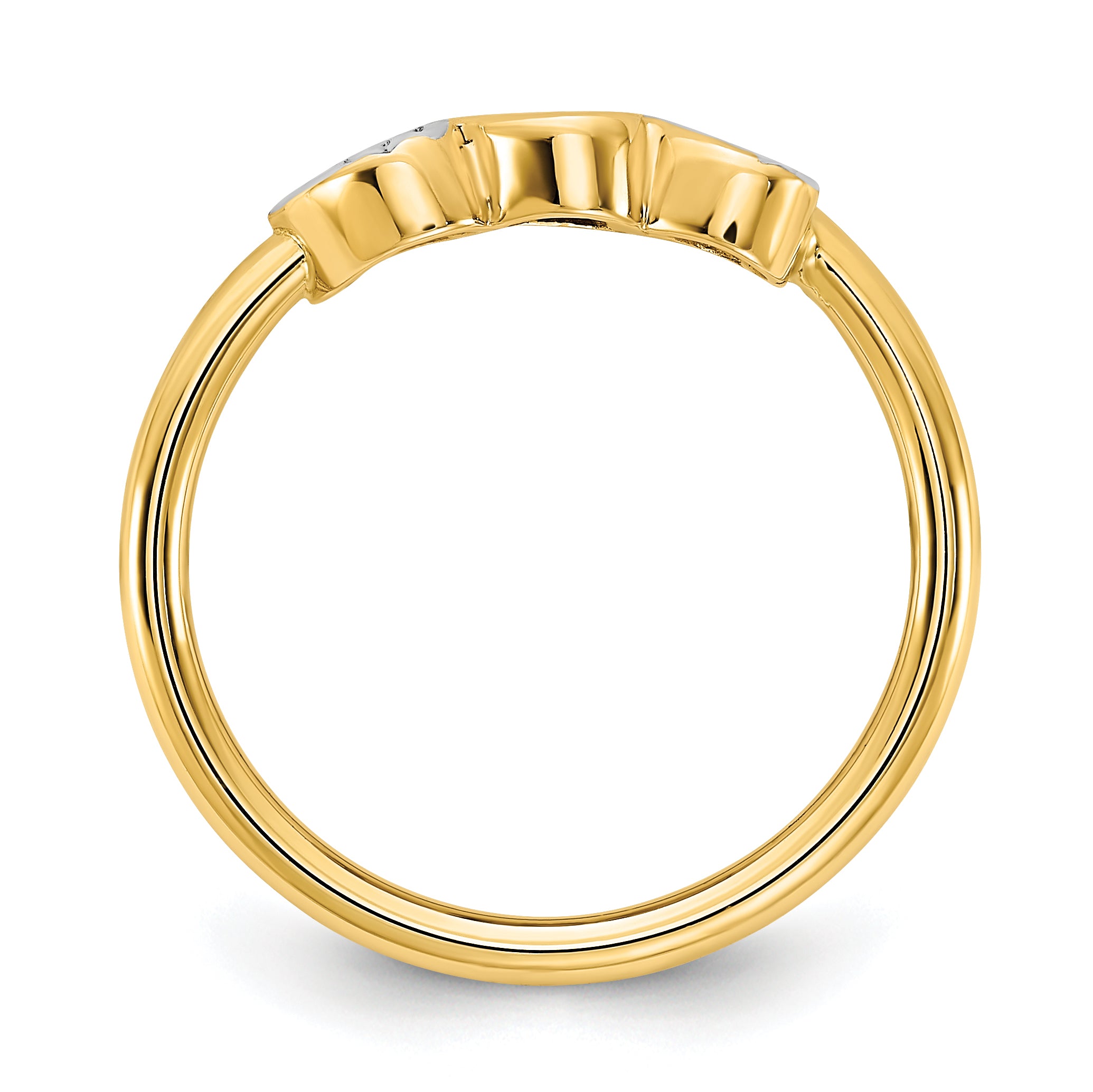 14K & White Rhodium D/C Hearts Ring Secondary image