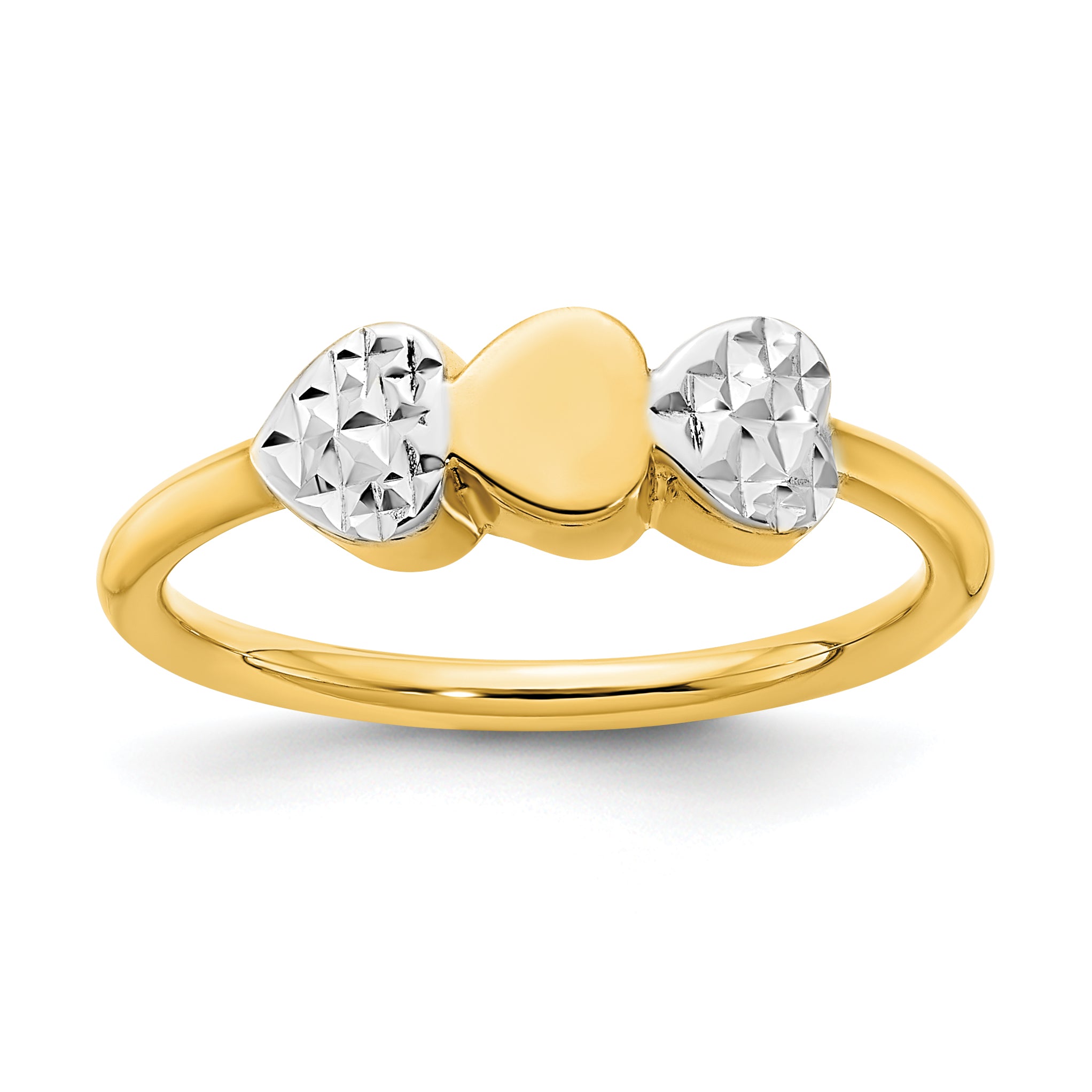 14K & White Rhodium D/C Hearts Ring Main image