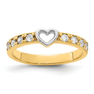 White Cubic Zirconia Heart Ring in 14K Yellow Gold, Size 7 - Sophia Jewelers
