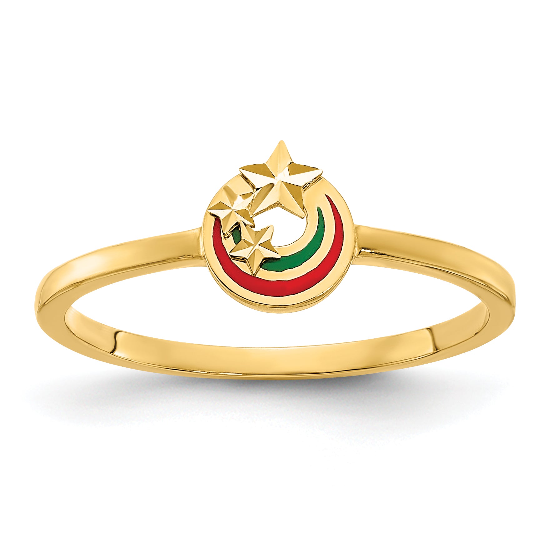 14K Enameled with Diamond-cut Stars Ring Main image