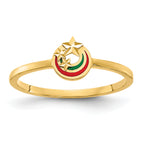 14K Enameled with Diamond-cut Stars Ring