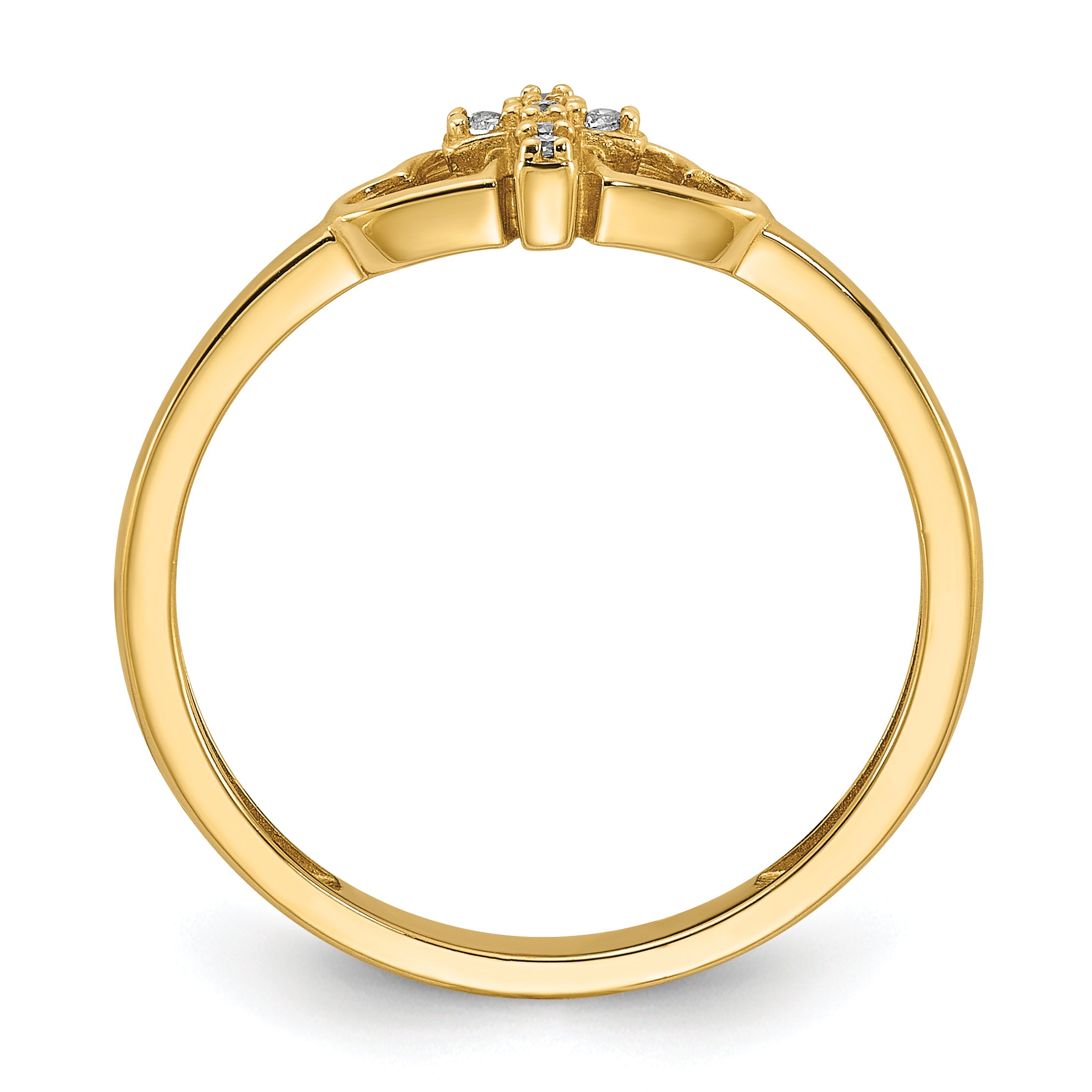 14K Polished CZ Cross and Hearts Ring Secondary image