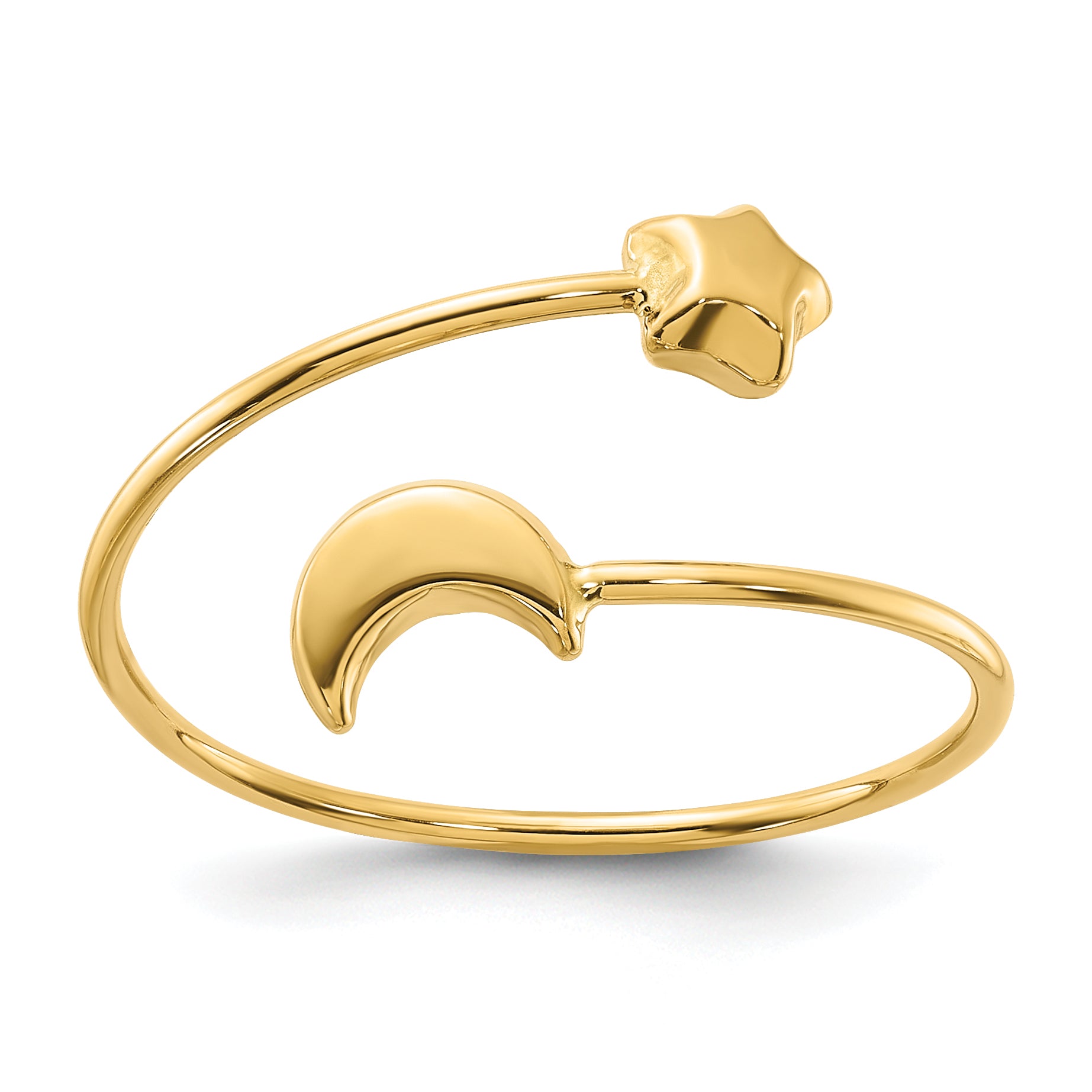 14K Polished Adjustable Moon and Star Ring Main image