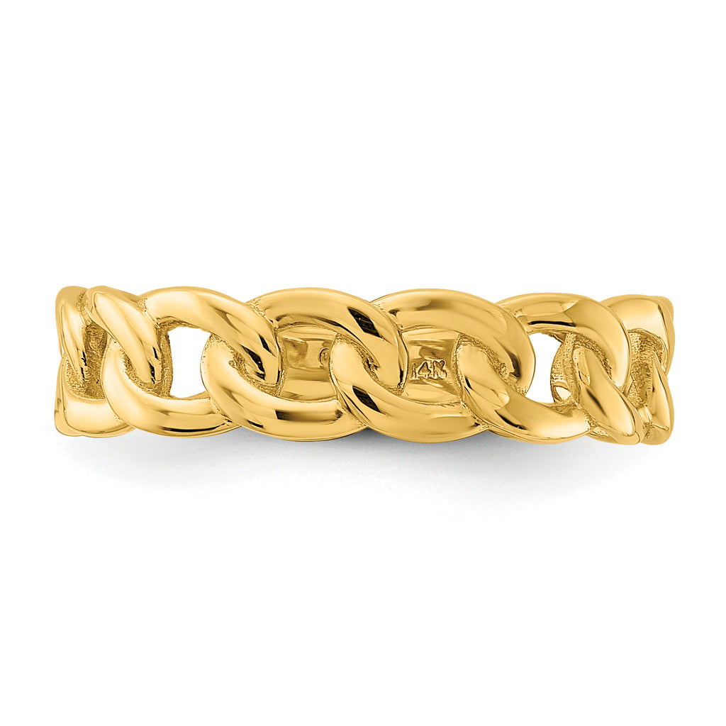 10ky Polished 5mm Curb Link Ring Size 9