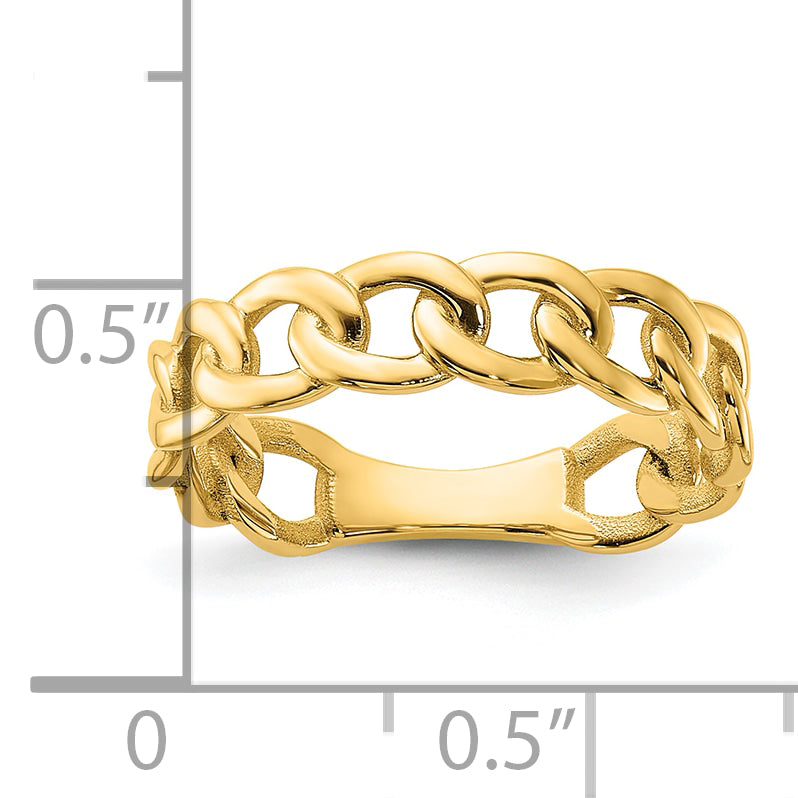 10ky Polished 5mm Curb Link Ring Size 9