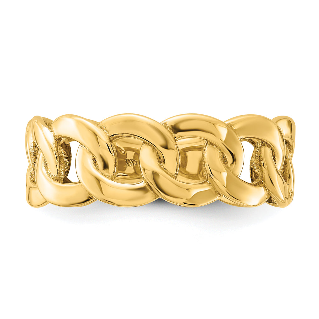 10ky Polished 8mm Men's Curb Link Ring Size 10