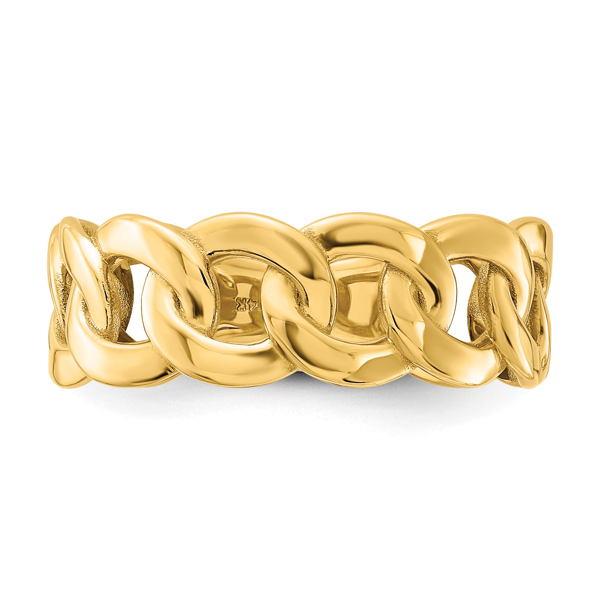 10ky Polished 8mm Men's Curb Link Ring Size 10