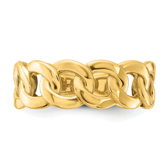 10ky Polished 8mm Men's Curb Link Ring Size 10