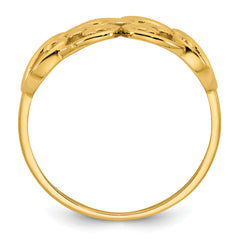 14k Polished Cut Out Fancy Hearts Design Size 7 Ring