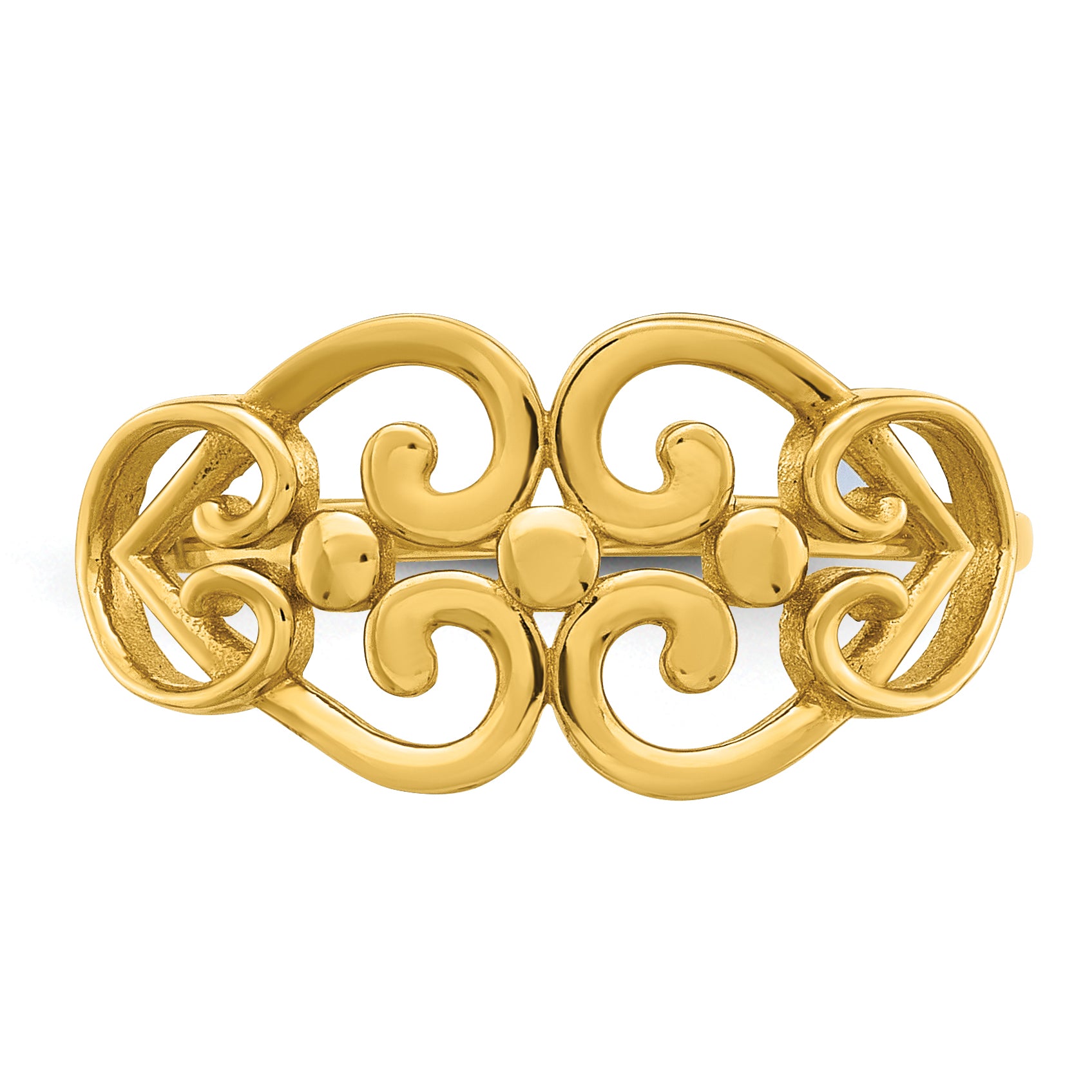 14k Polished Cut Out Fancy Hearts Design Size 7 Ring