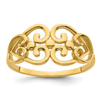 14k Polished Cut Out Fancy Hearts Design Size 7 Ring