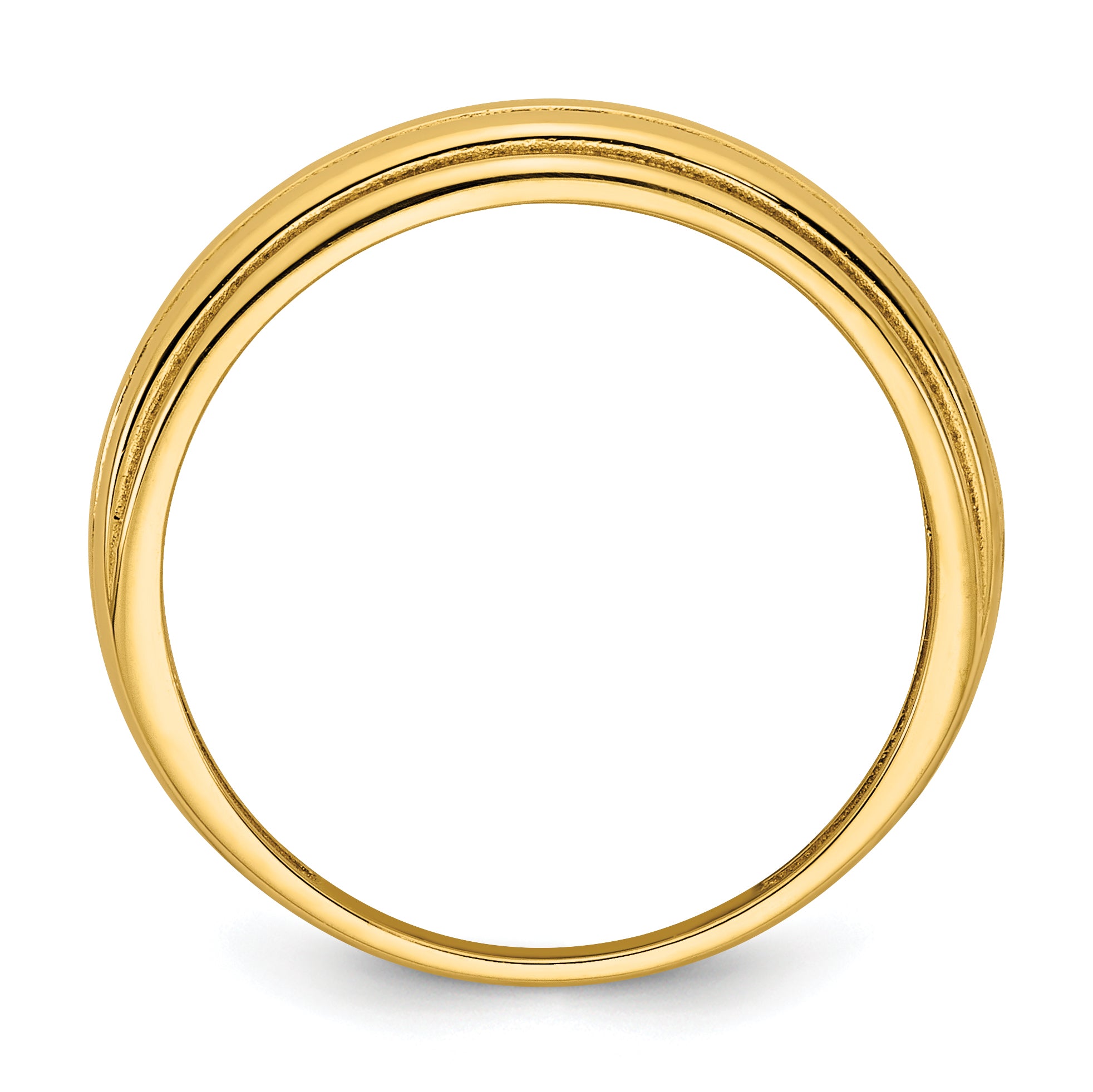 14k Polished Grooved Graduated Size 7 Ring Secondary image