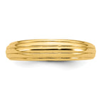 14k Polished Grooved Graduated Size 7 Ring