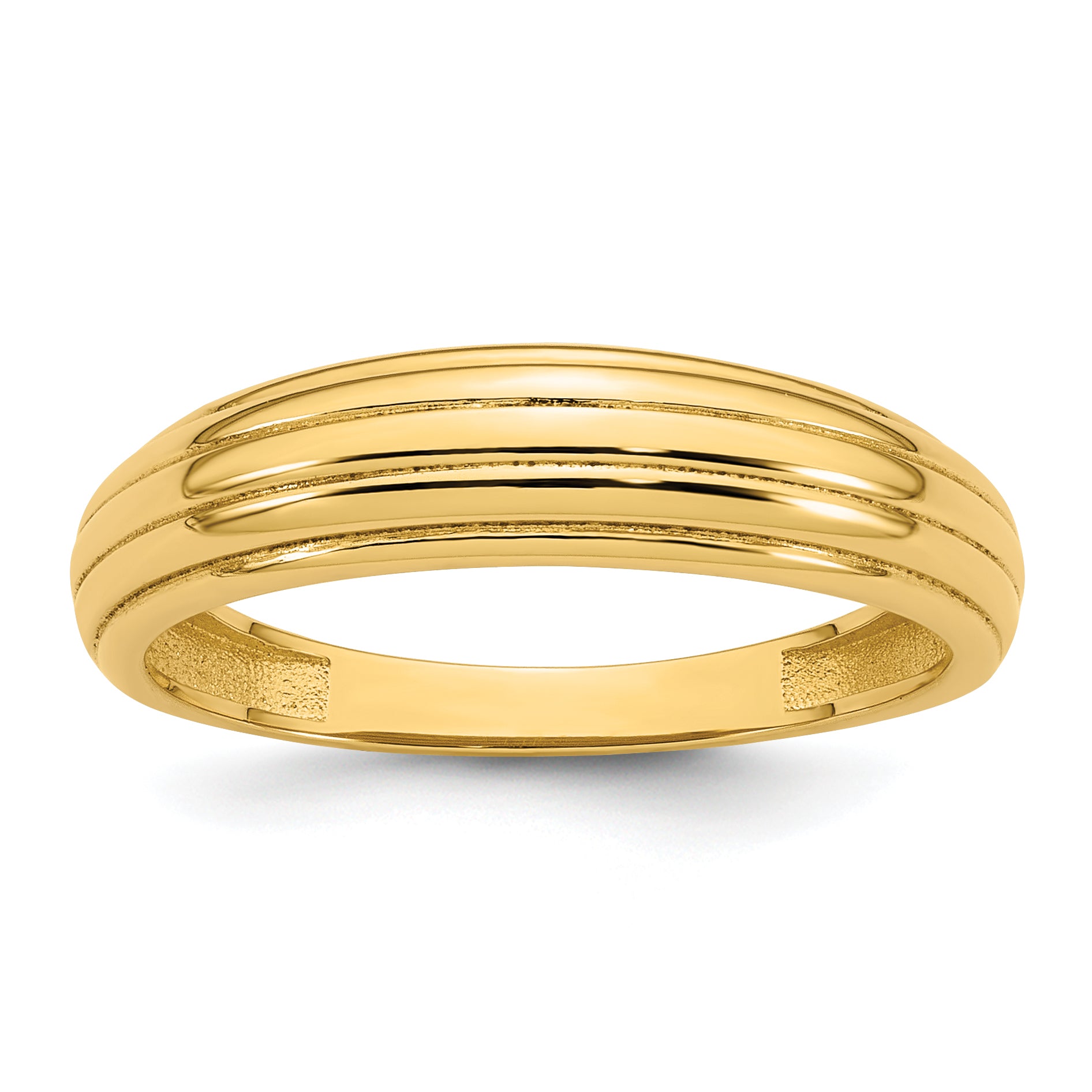 14k Polished Grooved Graduated Size 7 Ring