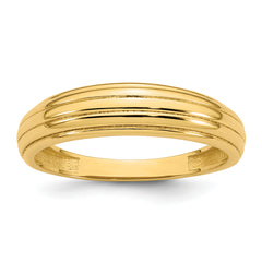 14k Polished Grooved Graduated Size 7 Ring