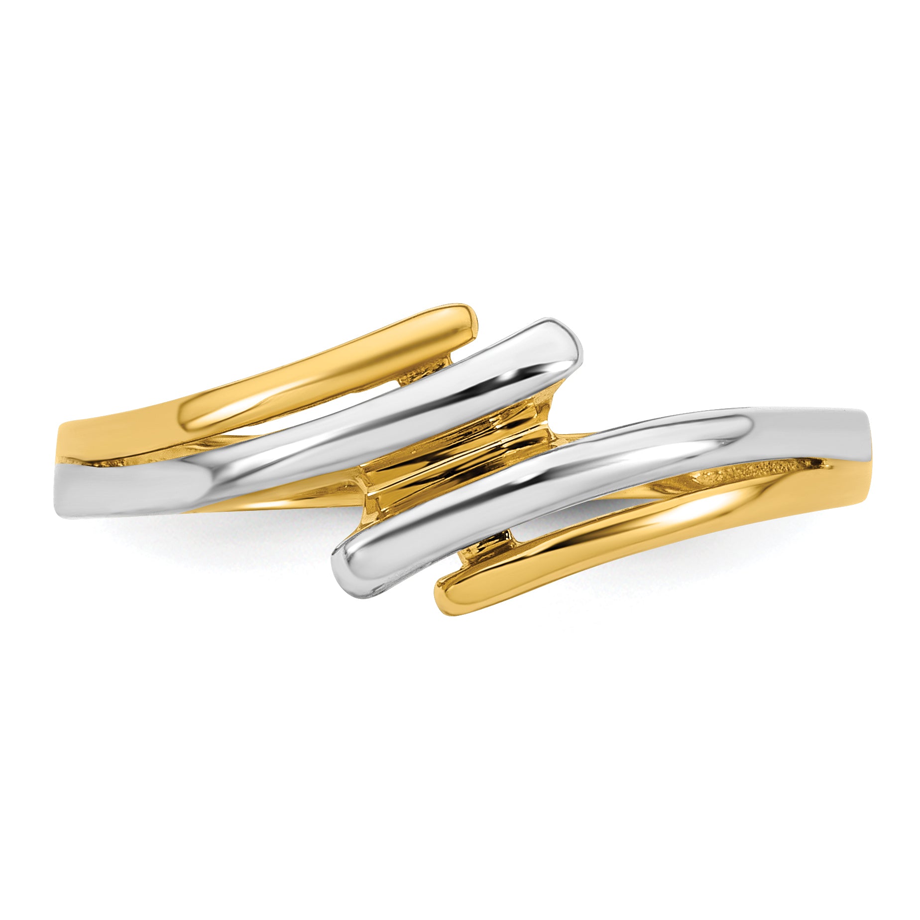 14k with White Rhodium Polished Size 7 Bypass Ring