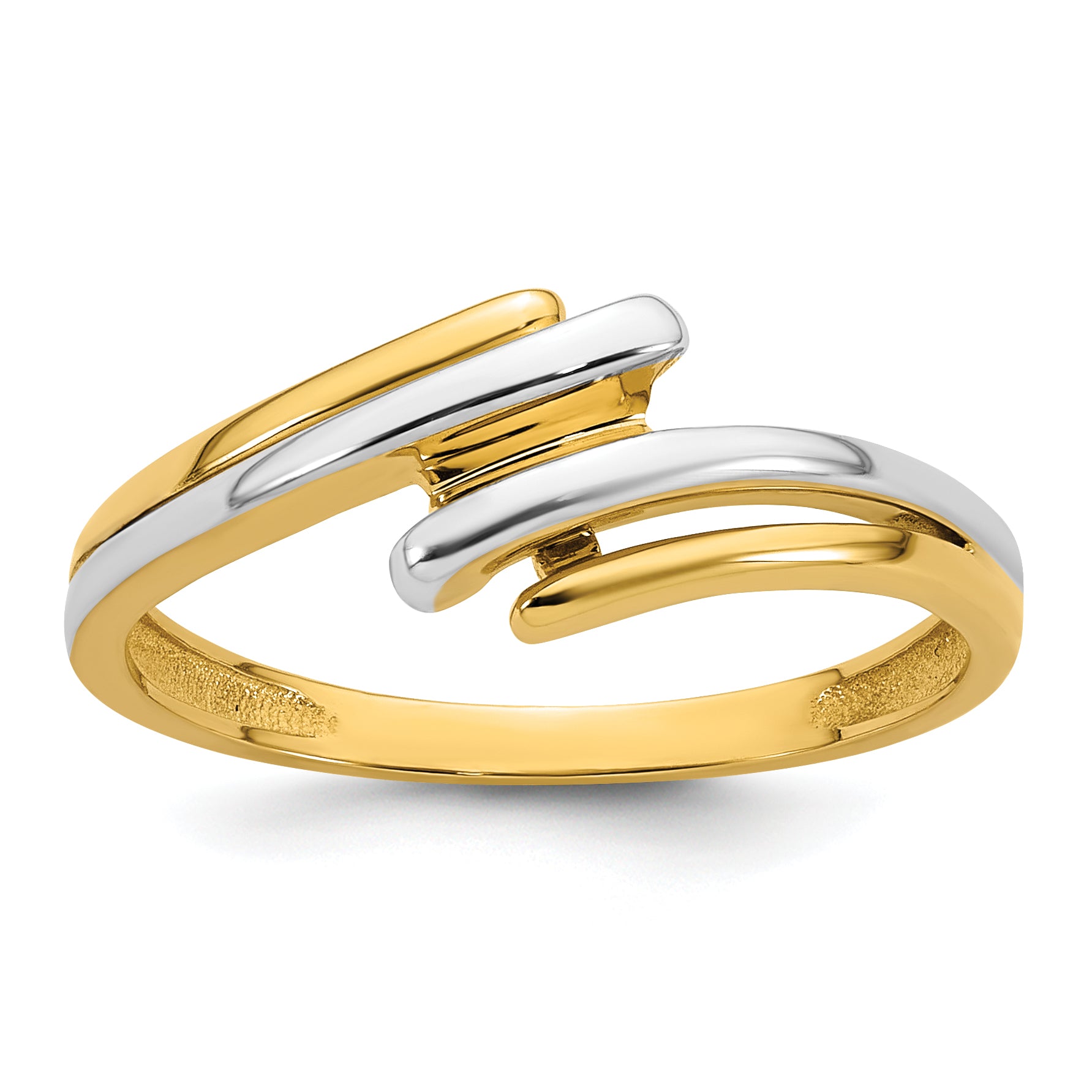 14k with White Rhodium Polished Size 7 Bypass Ring Main image