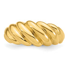 14K Polished Twisted Graduated Domed Size 7 Ring