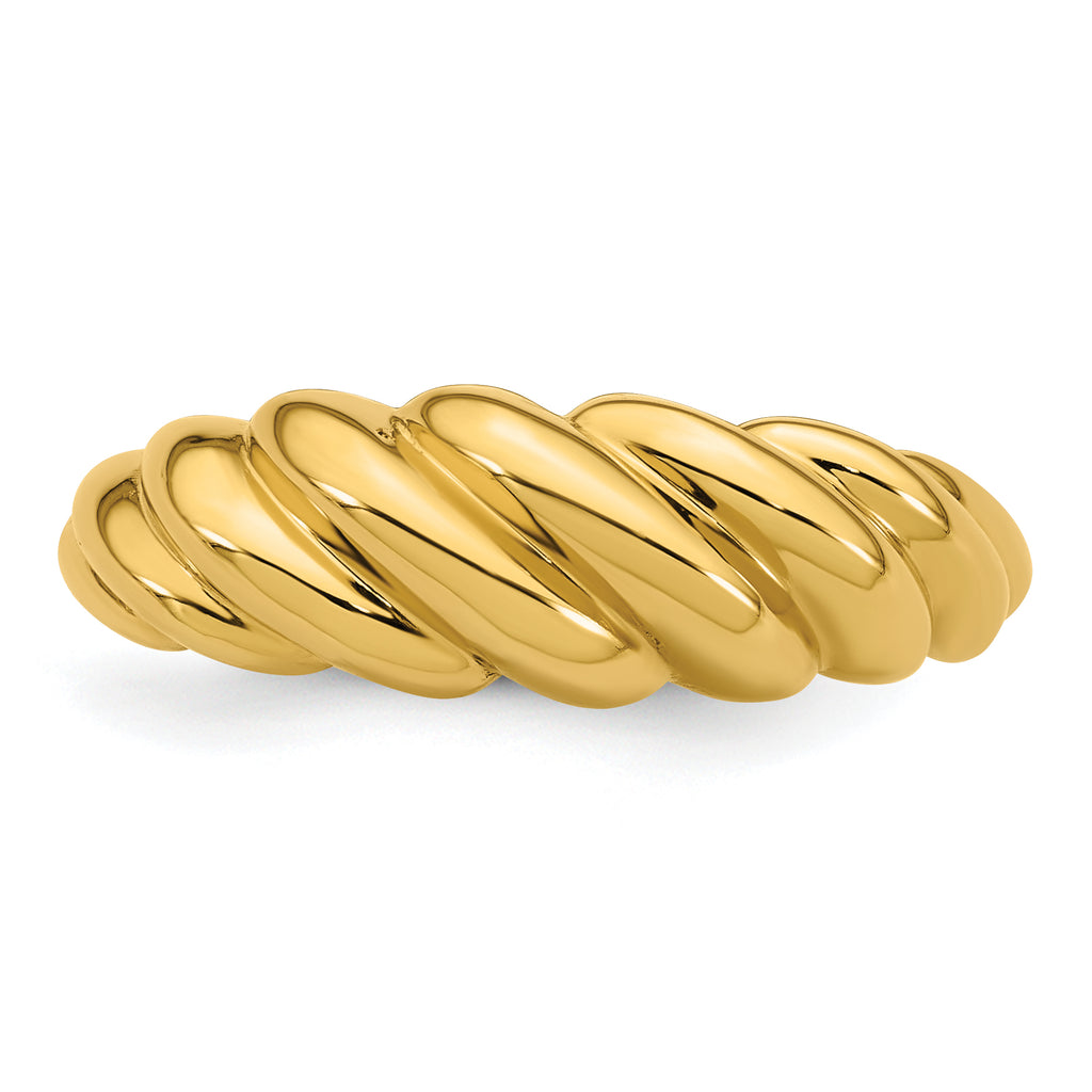 14K Polished Twisted Domed Size 7 Ring