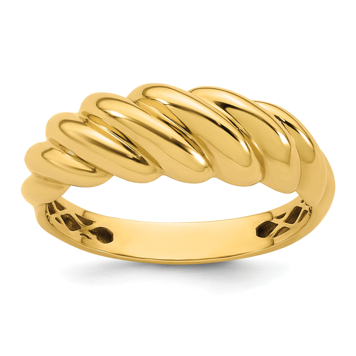 14K Polished Twisted Domed Size 7 Ring