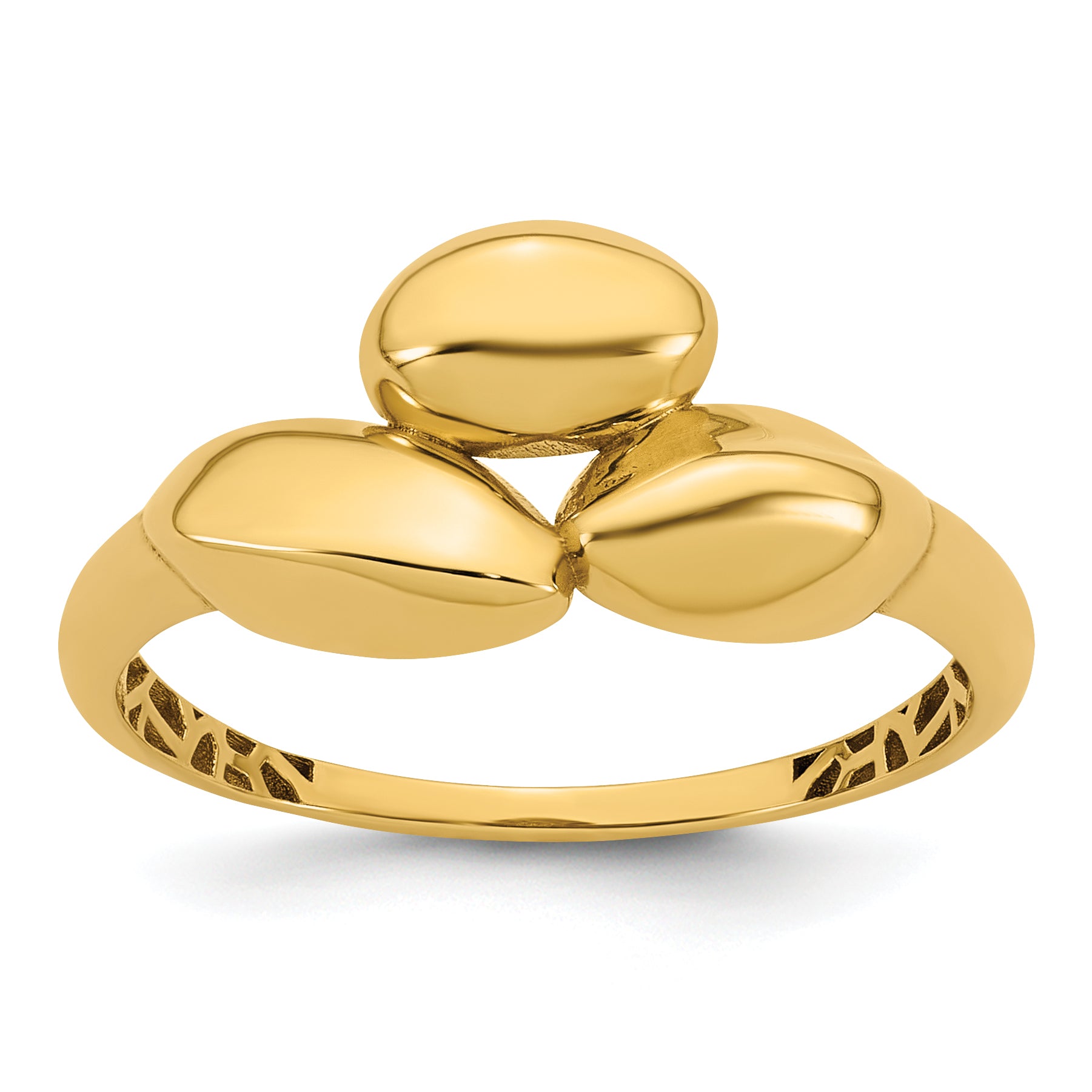 14k Polished Trio Domed Size 7 Ring