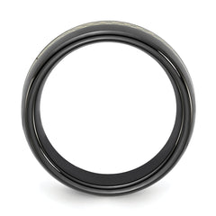 Men's Black Ceramic Wedding Band with Carbon Fiber Inlay and Polished Finish