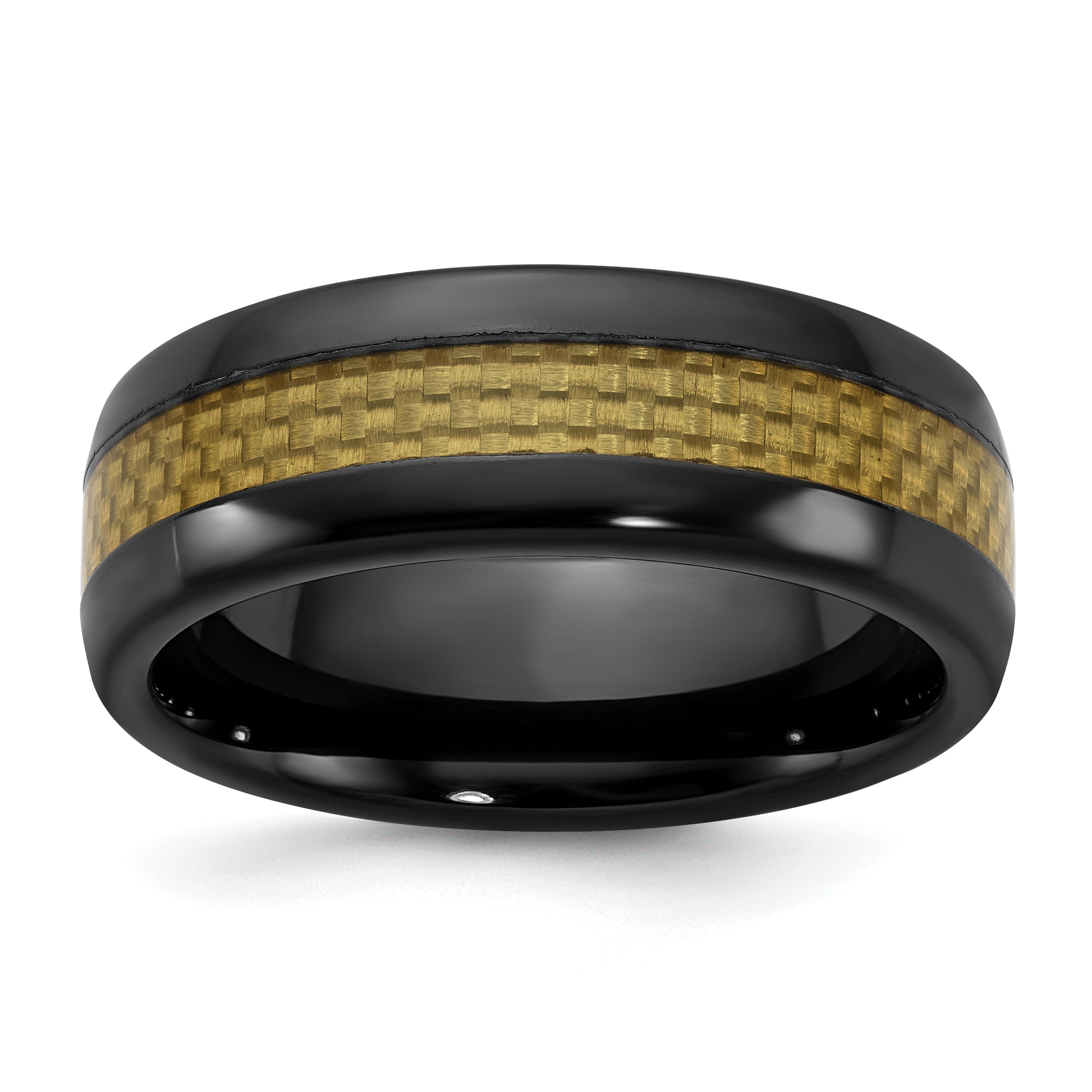 Black Ceramic Men's Yellow Carbon Fiber Inlay Band Main image