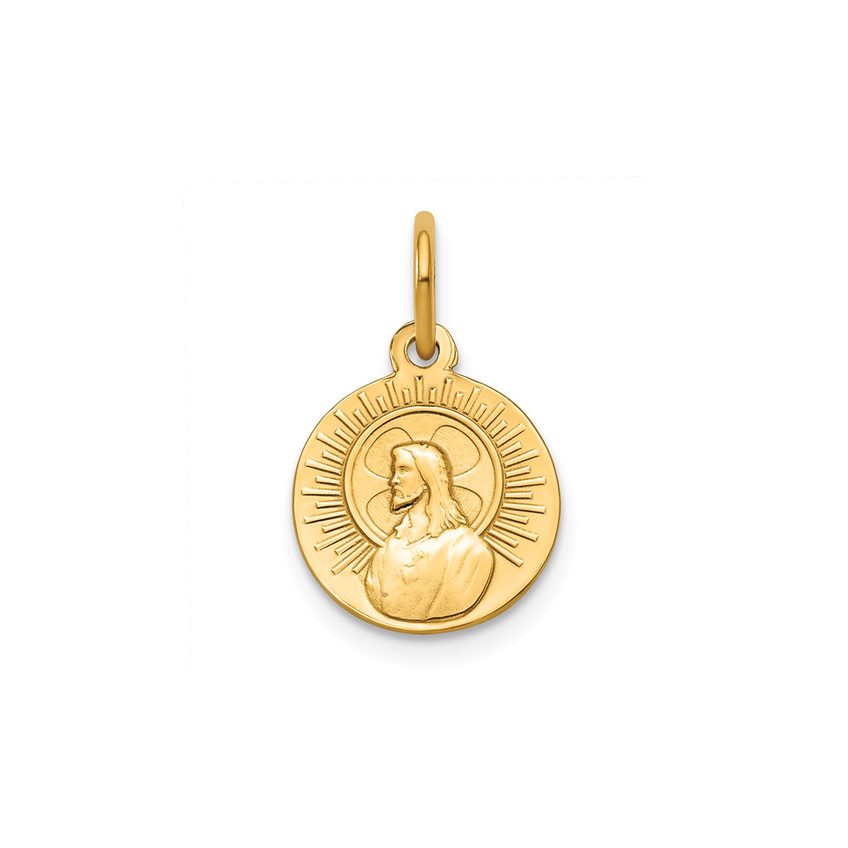 Round Matka Boska Medal in 14K Yellow Gold, 11.5mm - Sophia Jewelers