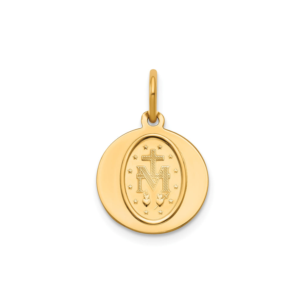 Round Miraculous Medal in 14K Yellow Gold, 13.25mm - Sophia Jewelers