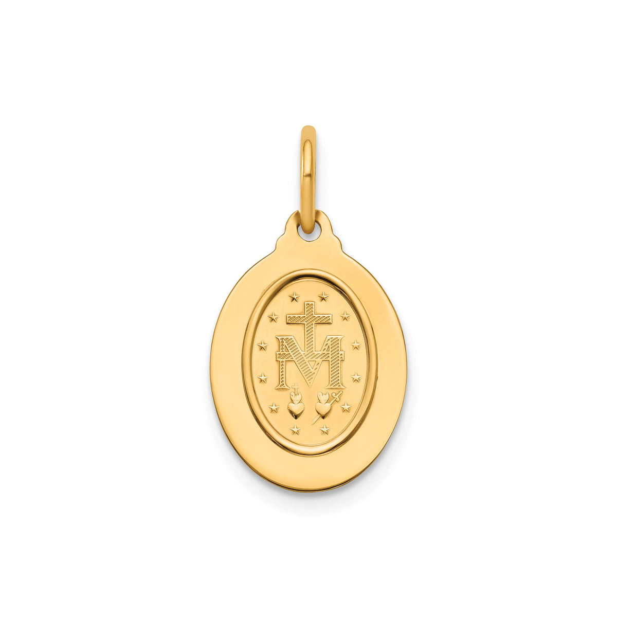 Oval Milagrosa Medal in 14K Yellow Gold, 15x11.5mm - Sophia Jewelers