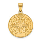 Round St. Benito Medal in 14K Yellow Gold, 20.25mm - Sophia Jewelers