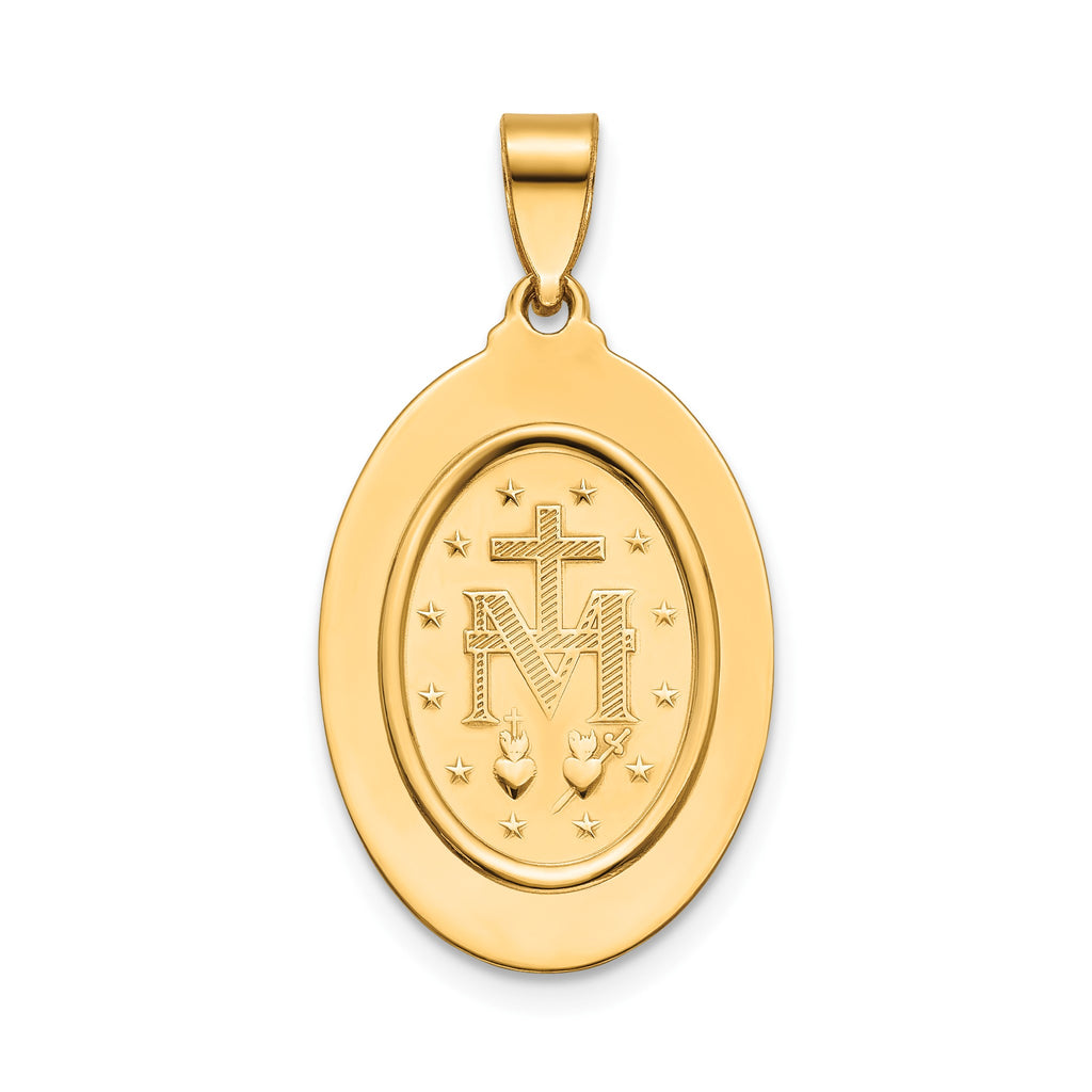 Oval Milagrosa Medal in 14K Yellow Gold, 21.5x15mm - Sophia Jewelers