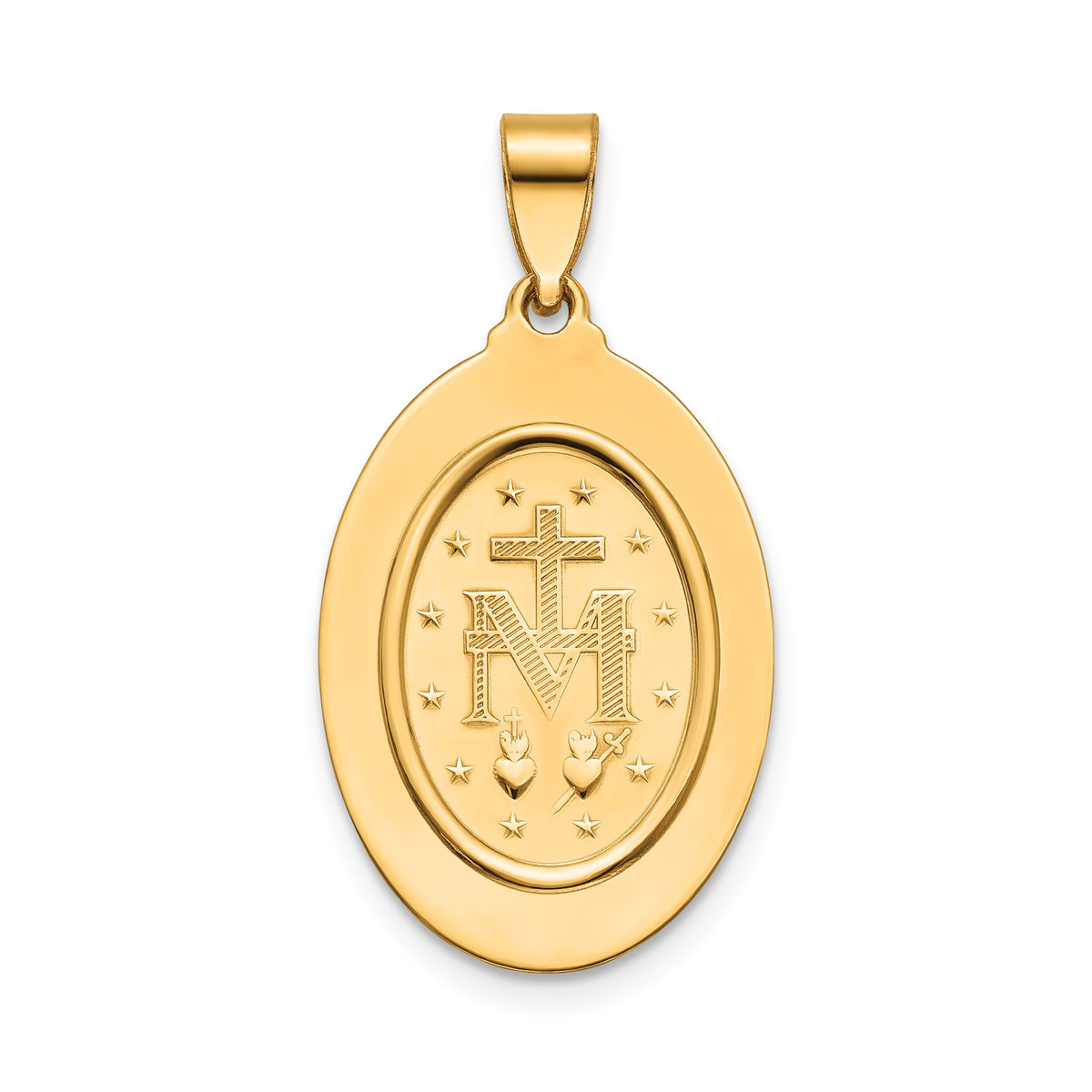 Oval Milagrosa Medal in 14K Yellow Gold, 21.5x15mm - Sophia Jewelers