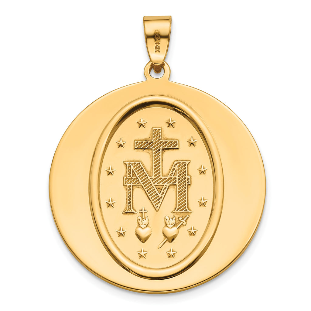 Round Miraculous Medal in 14K Yellow Gold, 29mm - Sophia Jewelers