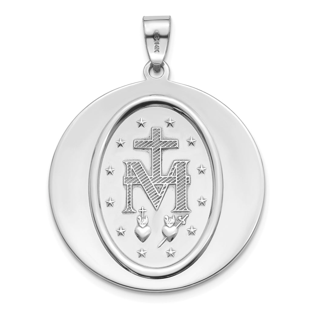 Round Miraculous Medal in Sterling Silver, 29mm Satin - Sophia Jewelers