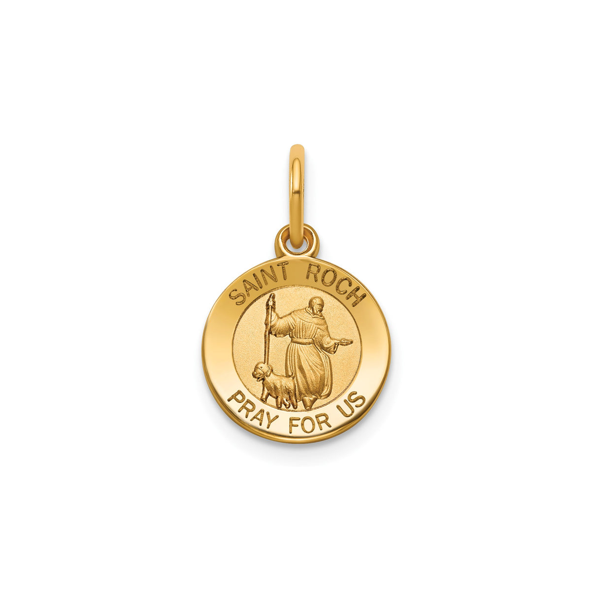 Round St. Roch Medal in 14K Yellow Gold, 11.5mm - Sophia Jewelers