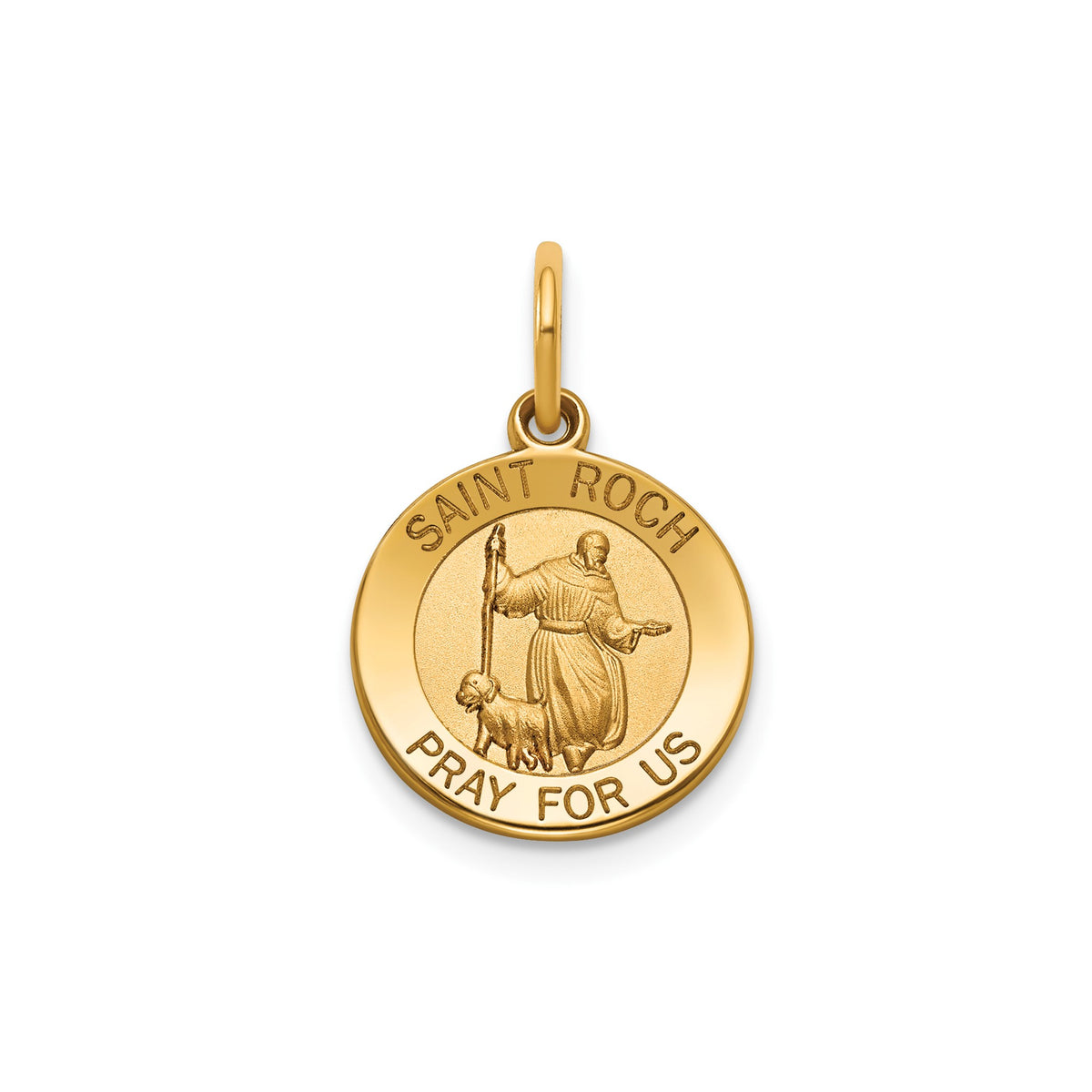Round St. Roch Medal in 14K Yellow Gold, 13.25mm - Sophia Jewelers Main image