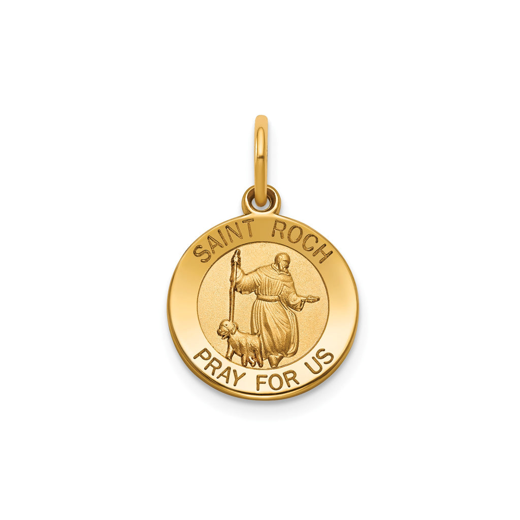 Round St. Roch Medal in 14K Yellow Gold, 13.25mm - Sophia Jewelers